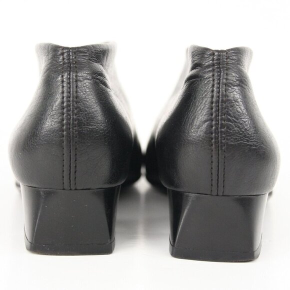 Peter Kaiser Black Leather Square Toe Slip On Block Heel Ankle Boot Sz 4.5 - Picture 7 of 15